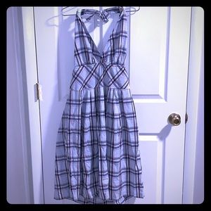Merona tie halter cotton plaid dress